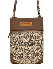 Myra | Caprock Small Crossbody Bag with Leather Panel in Cream *FINAL SALE*