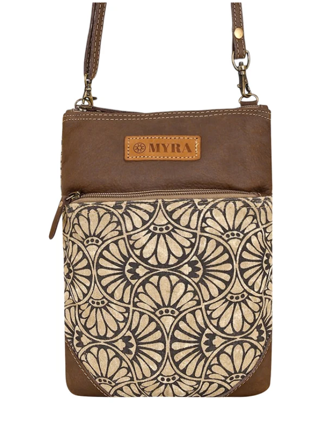 Myra | Caprock Small Crossbody Bag with Leather Panel in Cream *FINAL SALE*