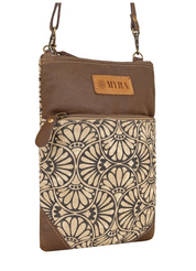Myra | Caprock Small Crossbody Bag with Leather Panel in Cream *FINAL SALE*