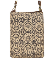 Myra | Caprock Small Crossbody Bag with Leather Panel in Cream *FINAL SALE*