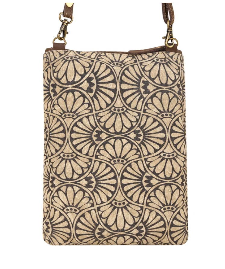 Myra | Caprock Small Crossbody Bag with Leather Panel in Cream *FINAL SALE*