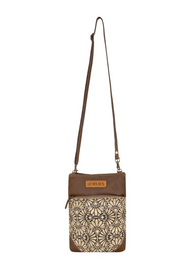 Myra | Caprock Small Crossbody Bag with Leather Panel in Cream *FINAL SALE*