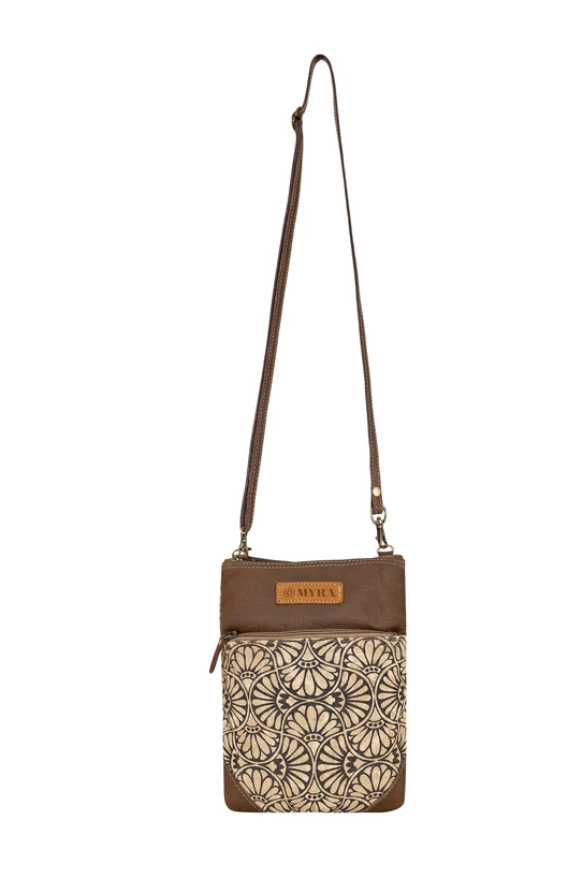 Myra | Caprock Small Crossbody Bag with Leather Panel in Cream *FINAL SALE*