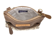 Myra | Caprock Small Crossbody Bag with Leather Panel in Cream *FINAL SALE*