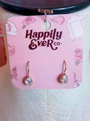 Teardrop Cz Bezel Drop Earrings in Gold *Final Sale*