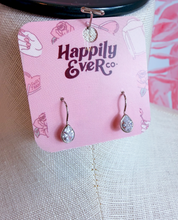 Teardrop Cz Bezel Drop Earrings in Silver *Final Sale*