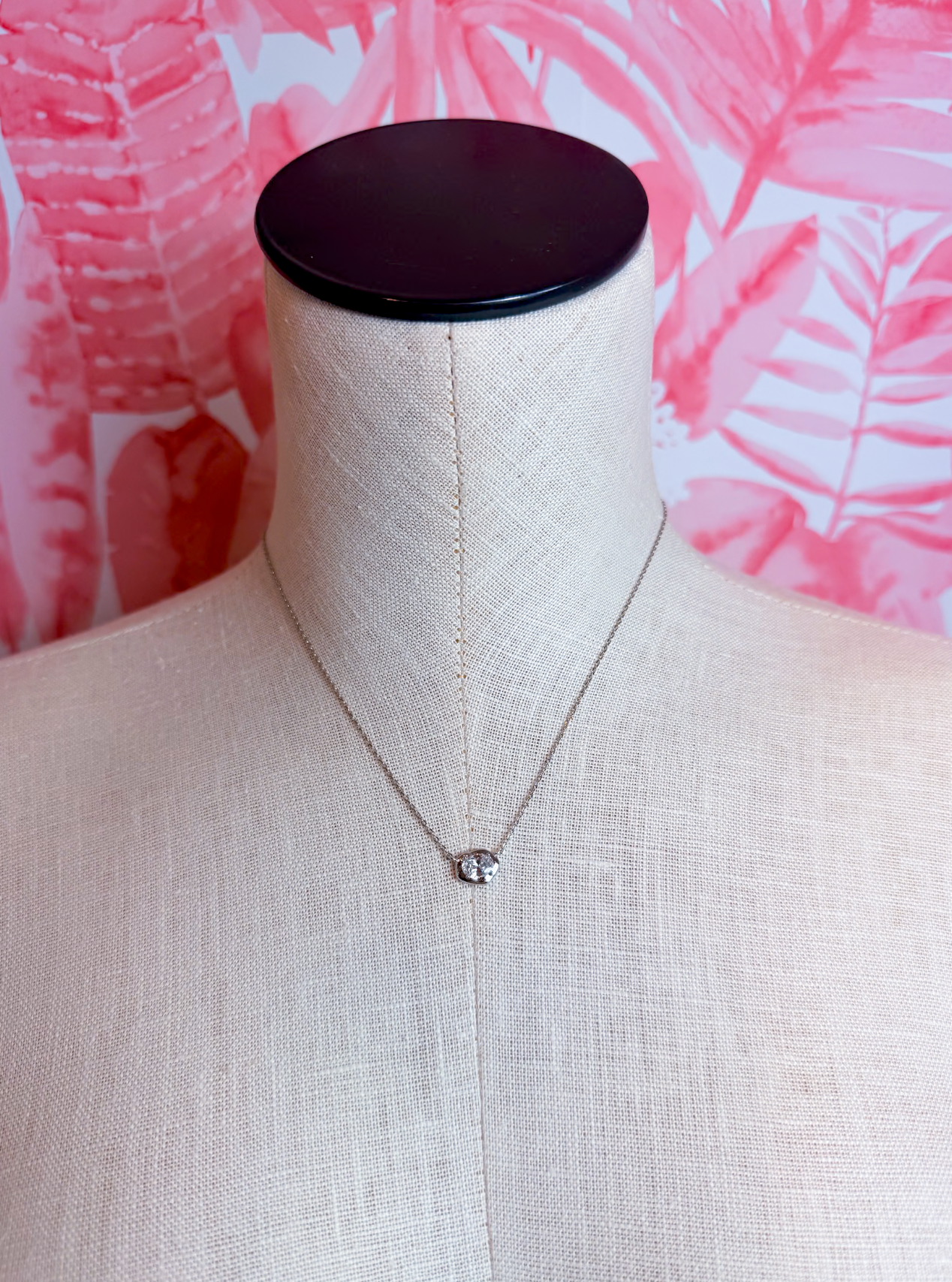 Oval Cz Solitaire Pendant Necklace in Silver *Final Sale*