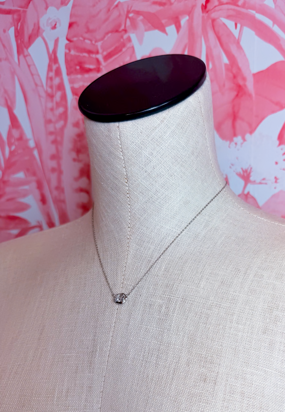 Oval Cz Solitaire Pendant Necklace in Silver *Final Sale*