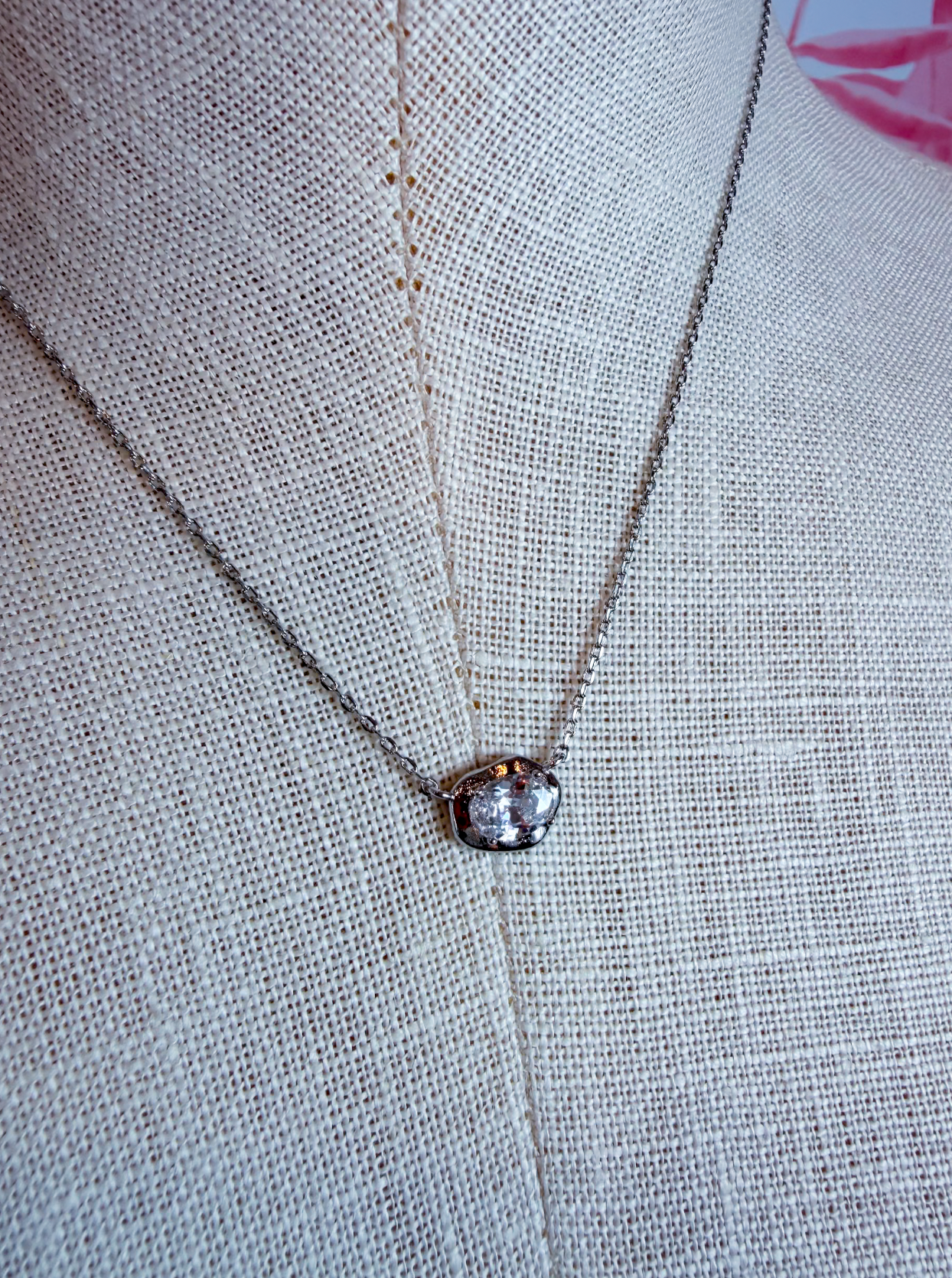 Oval Cz Solitaire Pendant Necklace in Silver *Final Sale*