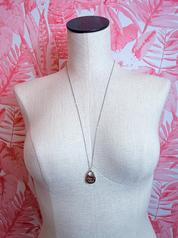 Oval Pendant Long Chain Necklace in Silver *Final Sale*