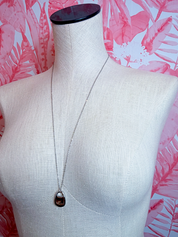 Oval Pendant Long Chain Necklace in Silver *Final Sale*
