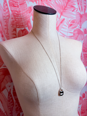 Oval Pendant Long Chain Necklace in Silver *Final Sale*