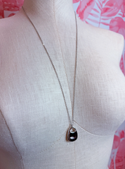 Oval Pendant Long Chain Necklace in Silver *Final Sale*
