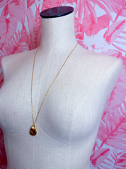 Oval Pendant Long Chain Necklace in Gold *Final Sale*