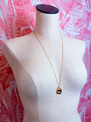 Oval Pendant Long Chain Necklace in Gold *Final Sale*