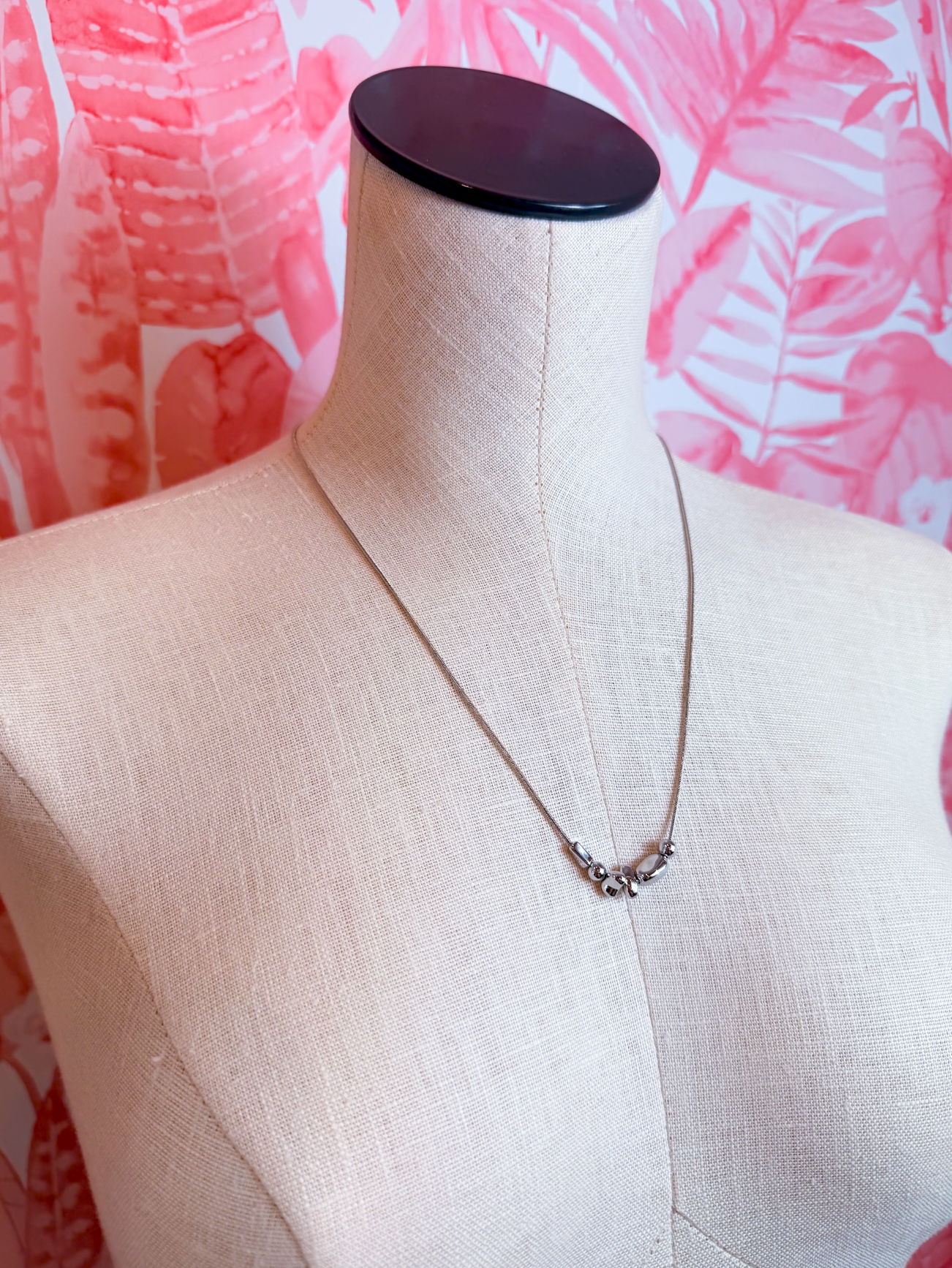 Adjustable Snake Chain Nugget Bead Cluster Necklace in Silver *Final Sale*