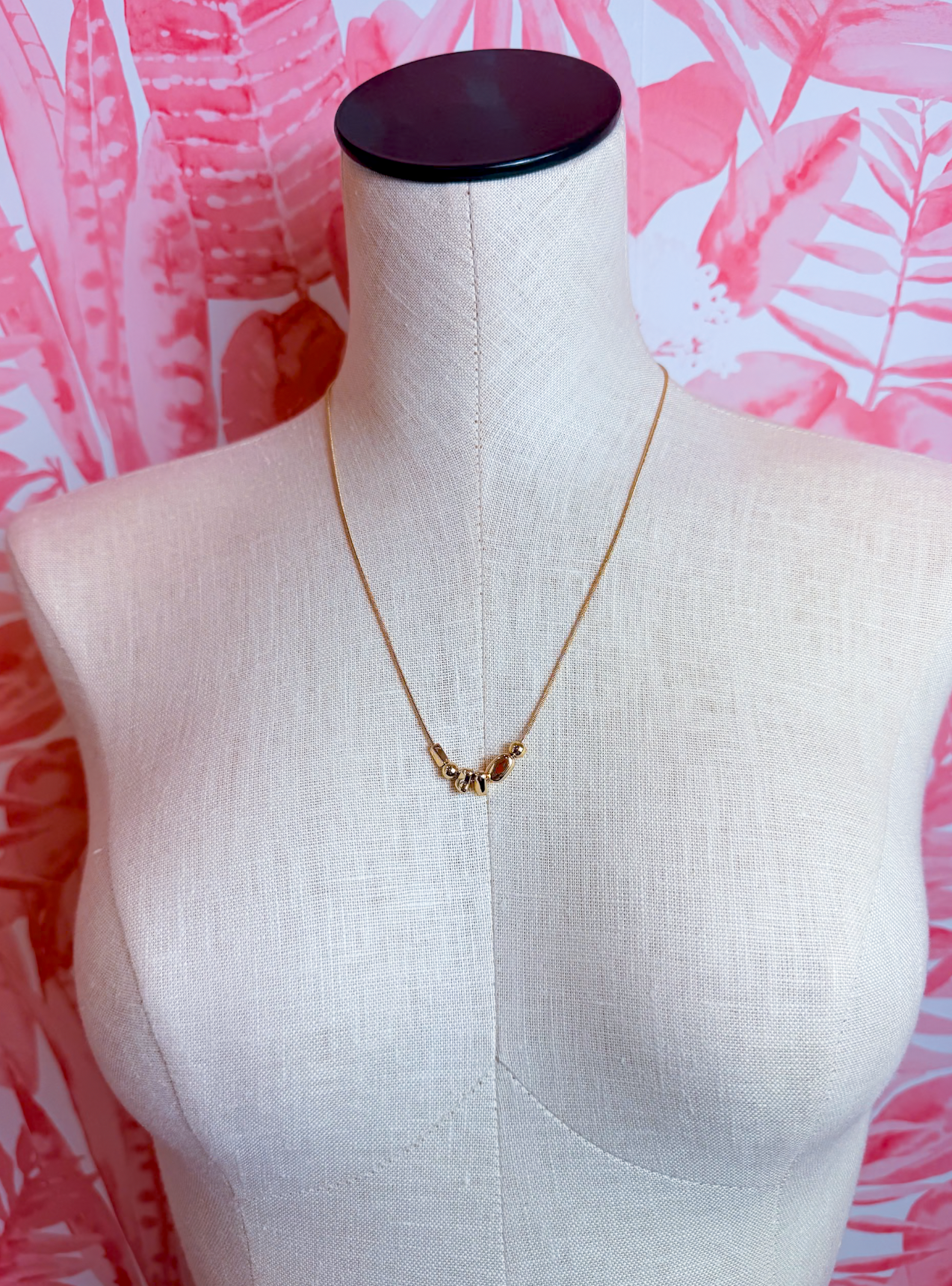 Adjustable Snake Chain Nugget Bead Cluster Necklace in Gold *Final Sale*