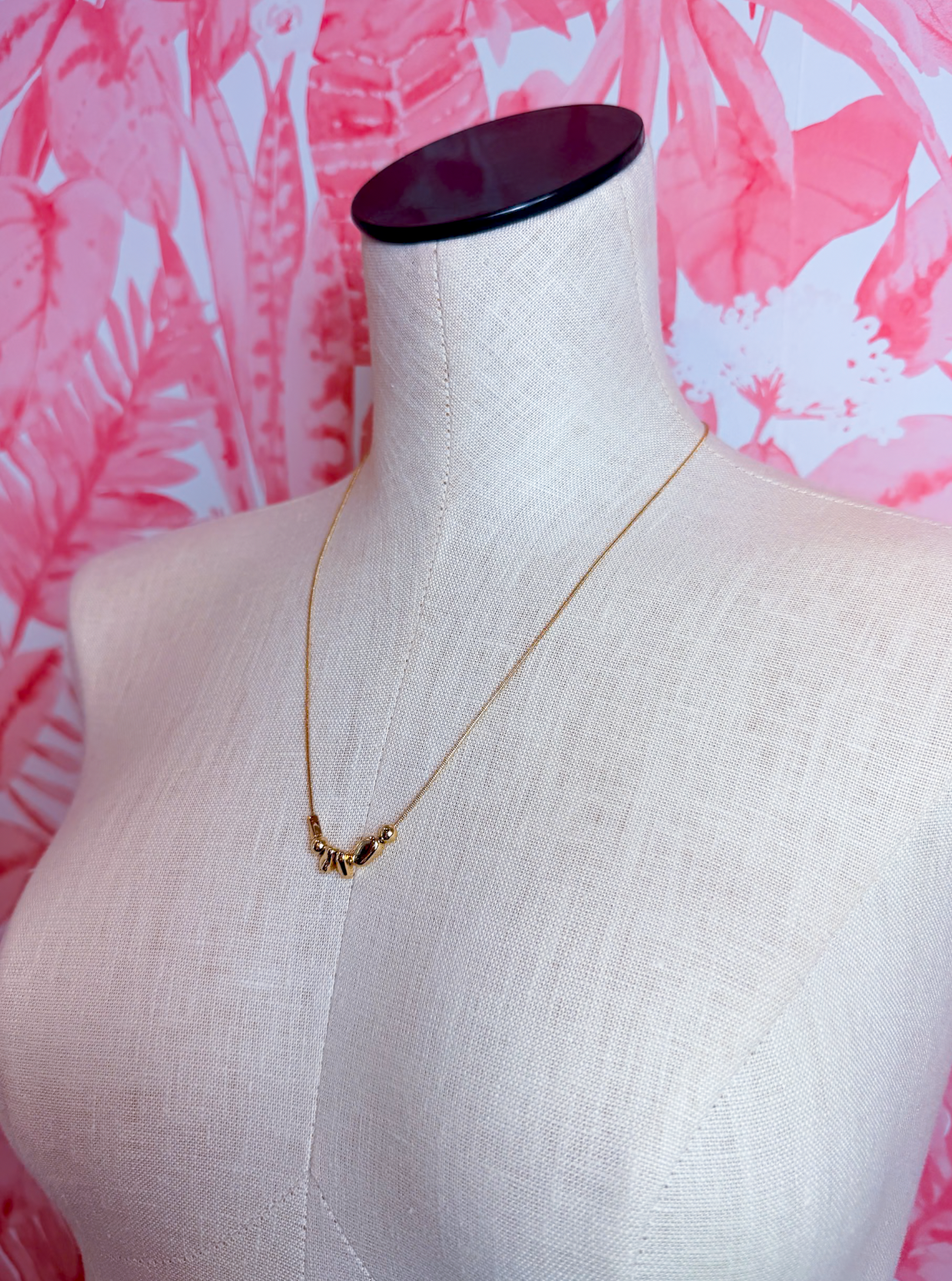Adjustable Snake Chain Nugget Bead Cluster Necklace in Gold *Final Sale*