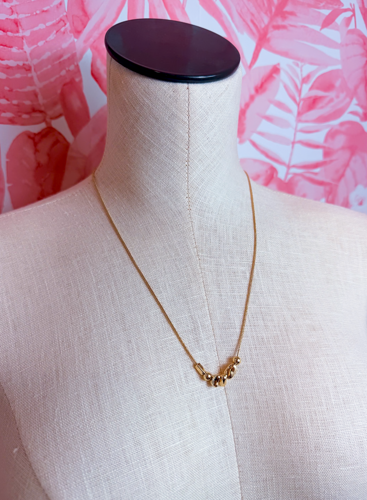 Adjustable Snake Chain Nugget Bead Cluster Necklace in Gold *Final Sale*