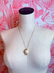 Marbled Round Ball Pendant Necklace in Ivory *Final Sale*