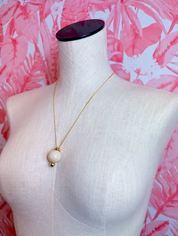 Marbled Round Ball Pendant Necklace in Ivory *Final Sale*
