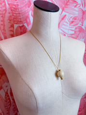 Marbled Round Ball Pendant Necklace in Ivory *Final Sale*