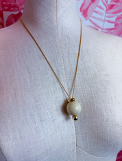 Marbled Round Ball Pendant Necklace in Ivory *Final Sale*