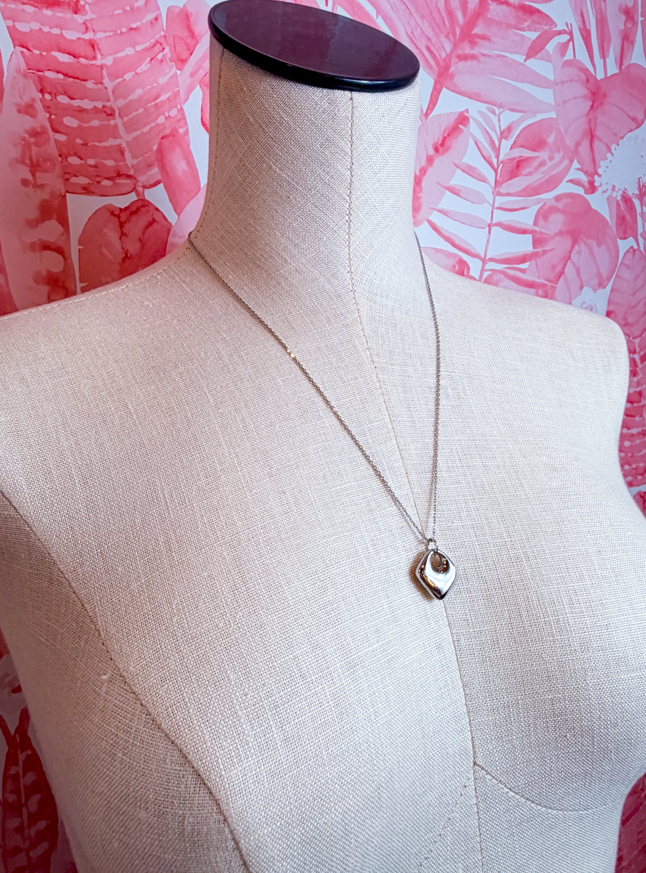 Mini Rounded Square Pendant Necklace in Silver *Final Sale*