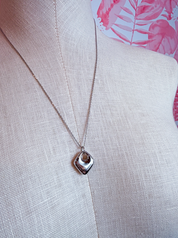 Mini Rounded Square Pendant Necklace in Silver *Final Sale*