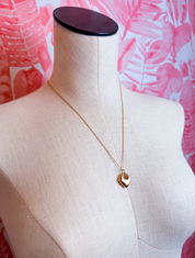 Mini Rounded Square Pendant Necklace in Gold *Final Sale*