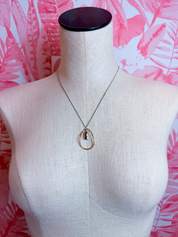 Organic Open Oval Teardrop Inset Pendant Necklace in Silver *Final Sale*