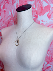Organic Open Oval Teardrop Inset Pendant Necklace in Silver *Final Sale*