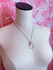 Organic Open Oval Teardrop Inset Pendant Necklace in Silver *Final Sale*