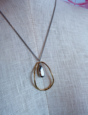Organic Open Oval Teardrop Inset Pendant Necklace in Silver *Final Sale*