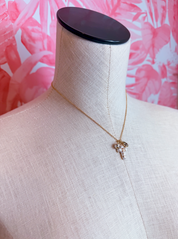 Ceramic Floral Cross And Bead Charms Chain Necklace *Final Sale*