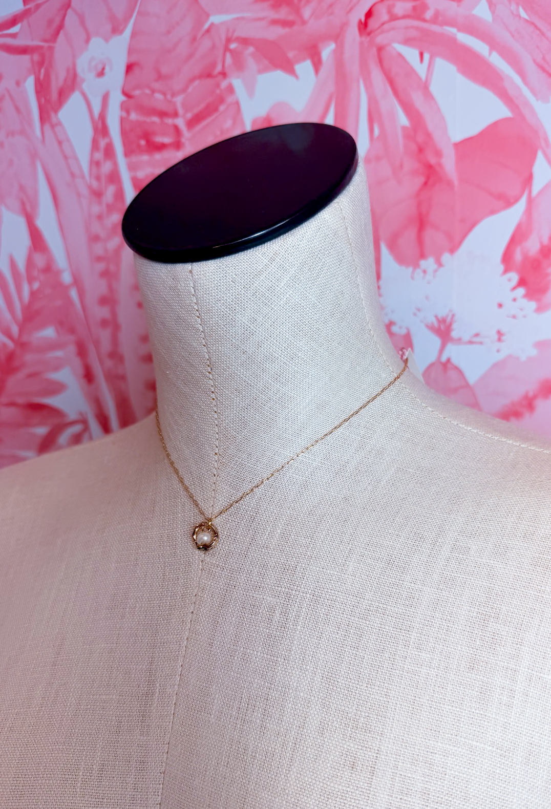 Freshwater Pearl Organic Ring Pendant Necklace in Gold *Final Sale*