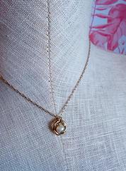 Freshwater Pearl Organic Ring Pendant Necklace in Gold *Final Sale*