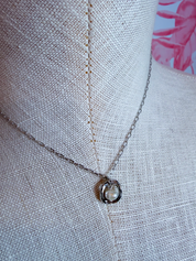 Freshwater Pearl Organic Ring Pendant Necklace in Silver *Final Sale*