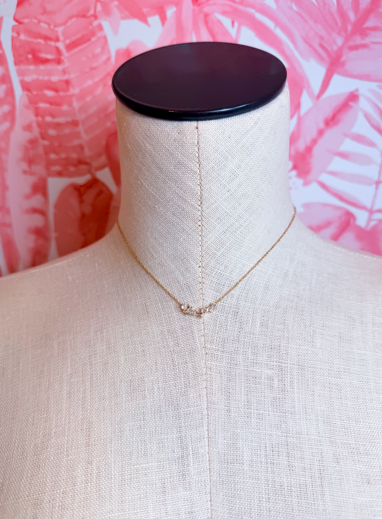 Mixed Cut Cz Cluster Bar Pendant Necklace in Gold *Final Sale*
