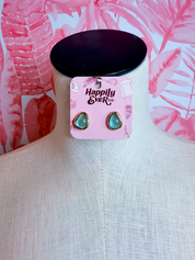 Iridescent Rounded Triangle Cabochon Stud Earrings in Mint  *Final Sale*