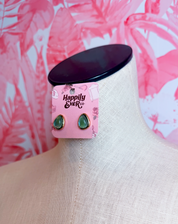Iridescent Rounded Triangle Cabochon Stud Earrings in Mint  *Final Sale*
