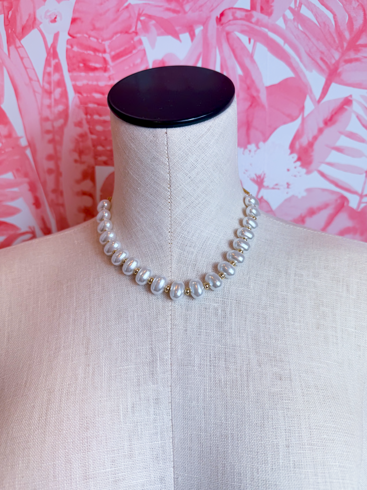 Graduated Oval Pearl Beaded Statement Necklace *Final Sale*