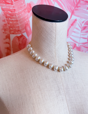 Graduated Oval Pearl Beaded Statement Necklace *Final Sale*