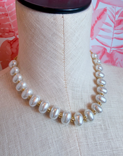 Graduated Oval Pearl Beaded Statement Necklace *Final Sale*