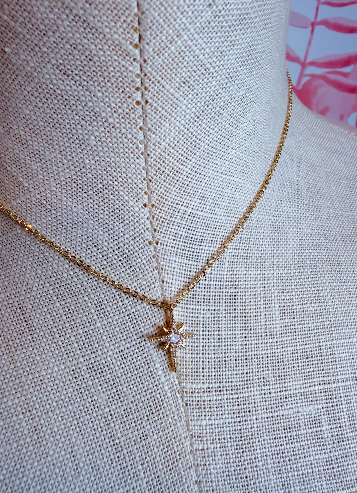 Pave Cz North Star Pendant Necklace in Gold *Final Sale*
