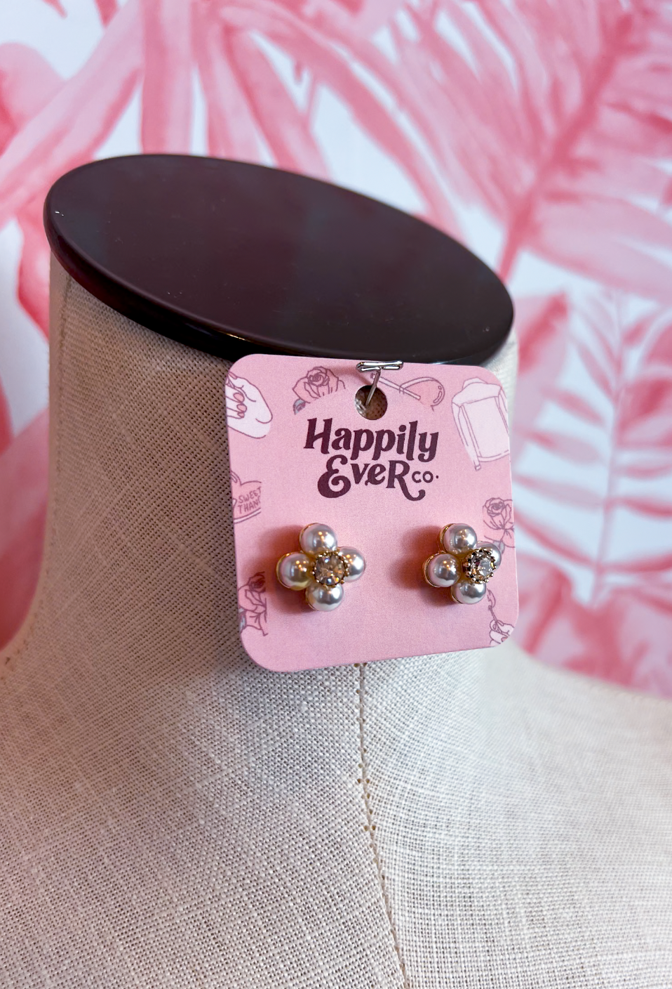 Pearl Flower Crystal Stud Earrings *Final Sale*
