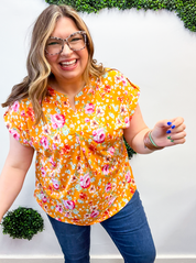 Happy Together Floral Short Sleeve Lizzie Top - Apricot