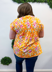 Happy Together Floral Short Sleeve Lizzie Top - Apricot