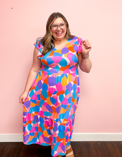 Bold & Beautiful Multicolor Abstract Fit & Flare Midi Dress