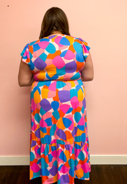 Bold & Beautiful Multicolor Abstract Fit & Flare Midi Dress